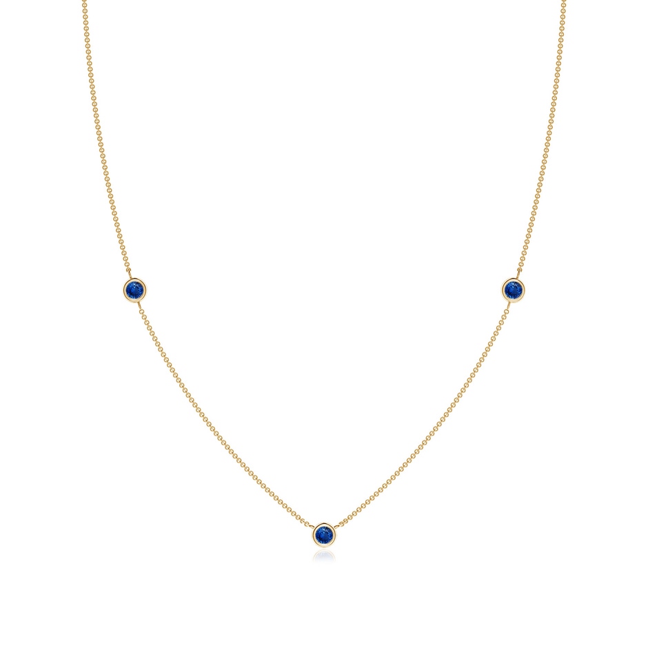 3mm AAA Bezel-Set Round Blue Sapphire Chain Necklace in 9K Yellow Gold 