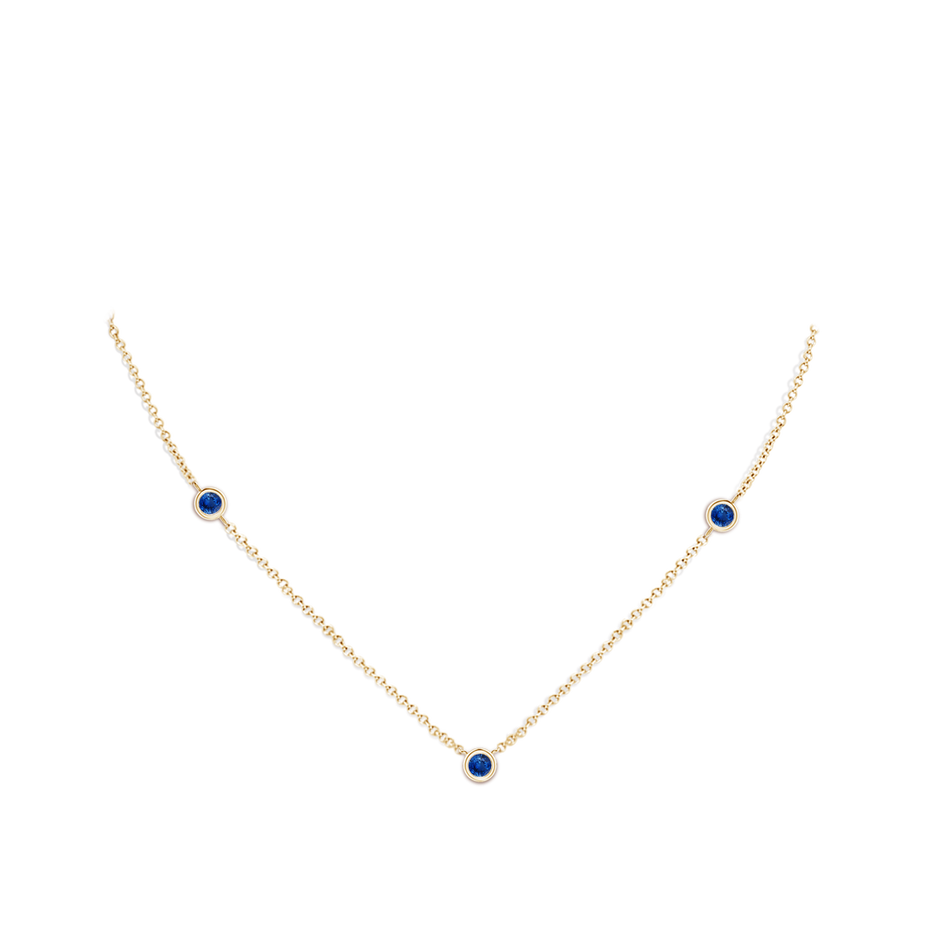 3mm AAA Bezel-Set Round Blue Sapphire Chain Necklace in 9K Yellow Gold pen