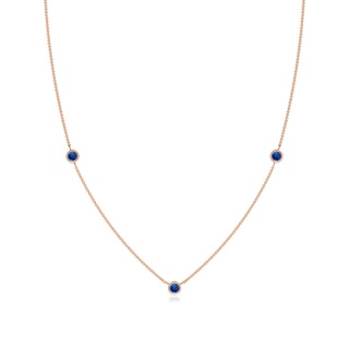 3mm AAA Bezel-Set Round Blue Sapphire Chain Necklace in Rose Gold