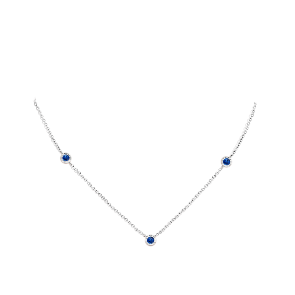 3mm AAA Bezel-Set Round Blue Sapphire Chain Necklace in White Gold pen