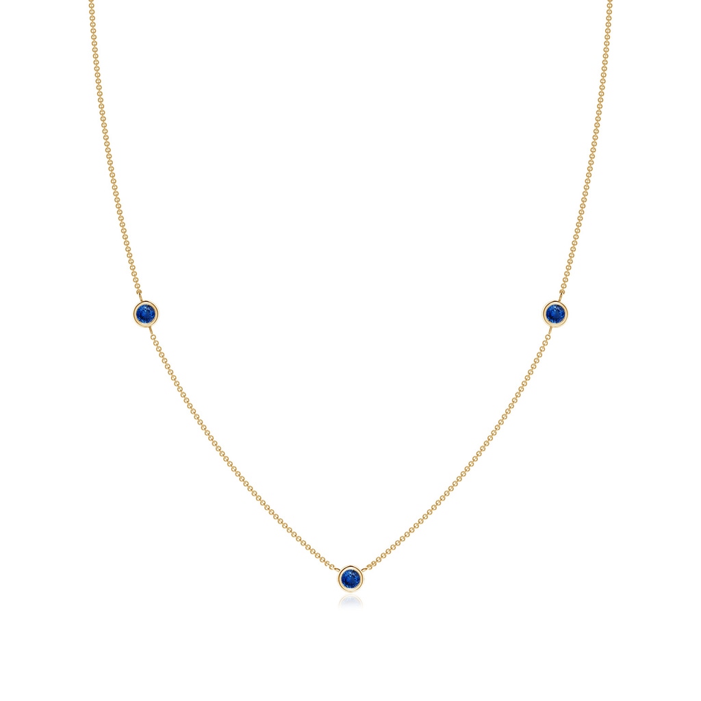 3mm AAA Bezel-Set Round Blue Sapphire Chain Necklace in Yellow Gold