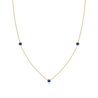 3mm AAA Bezel-Set Round Blue Sapphire Chain Necklace in Yellow Gold