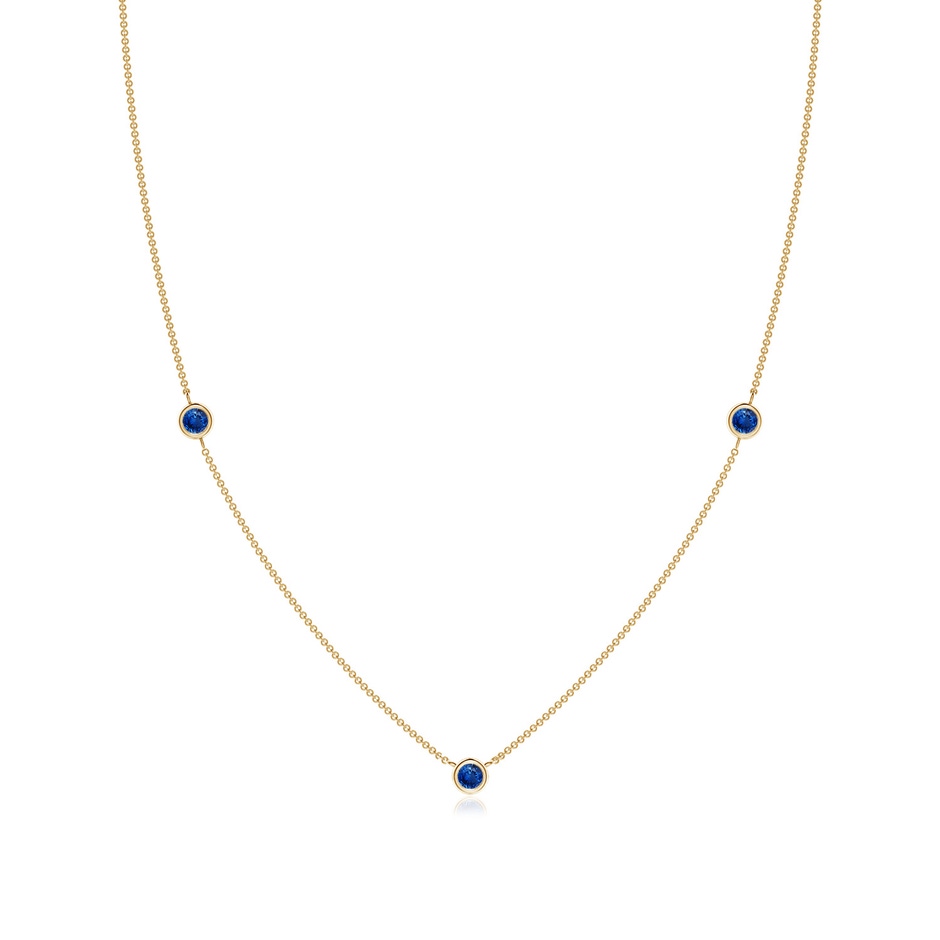 3mm AAA Bezel-Set Round Blue Sapphire Chain Necklace in Yellow Gold 