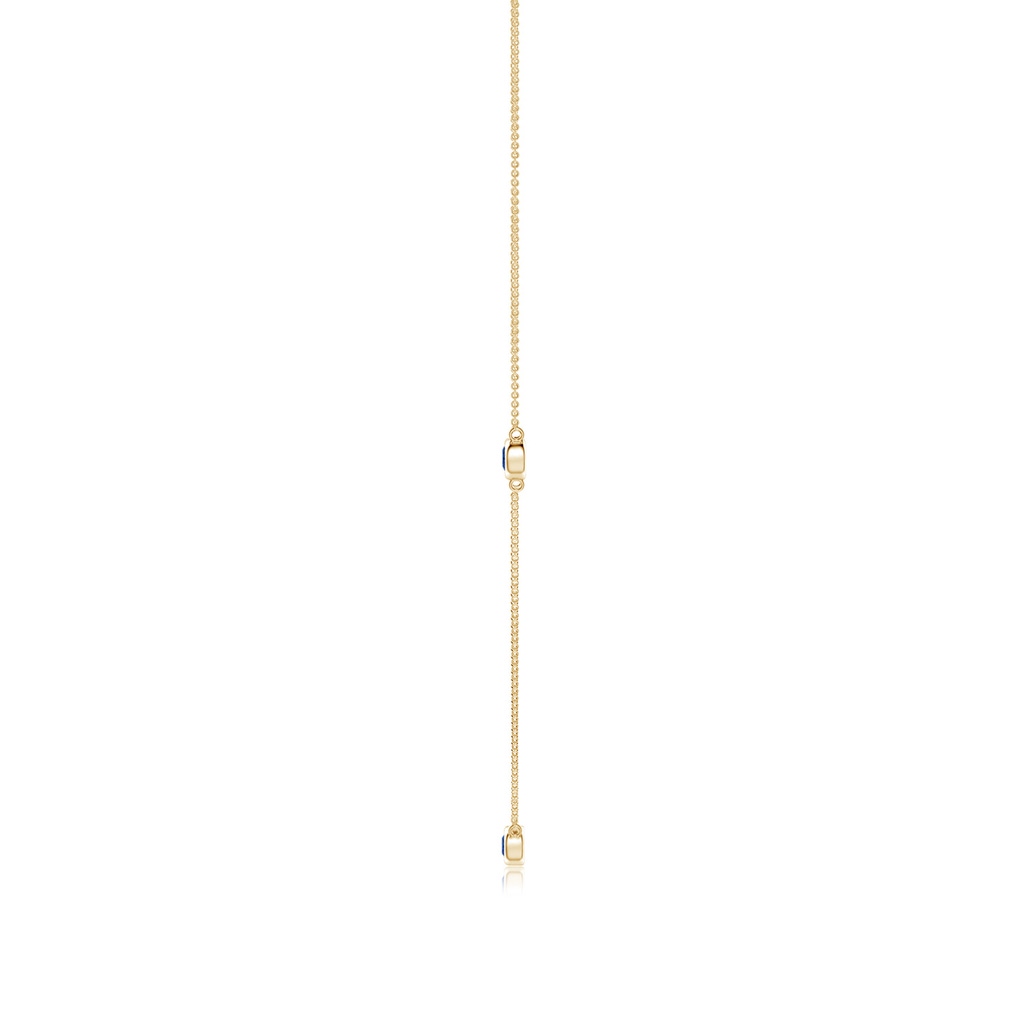 3mm AAA Bezel-Set Round Blue Sapphire Chain Necklace in Yellow Gold - side 199