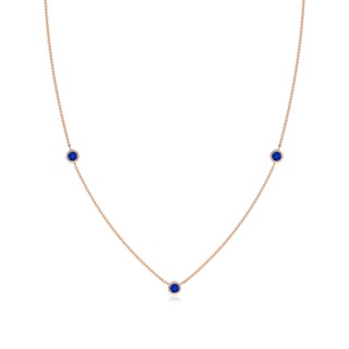 3mm AAAA Bezel-Set Round Blue Sapphire Chain Necklace in 18K Rose Gold