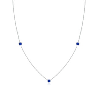 3mm AAAA Bezel-Set Round Blue Sapphire Chain Necklace in White Gold