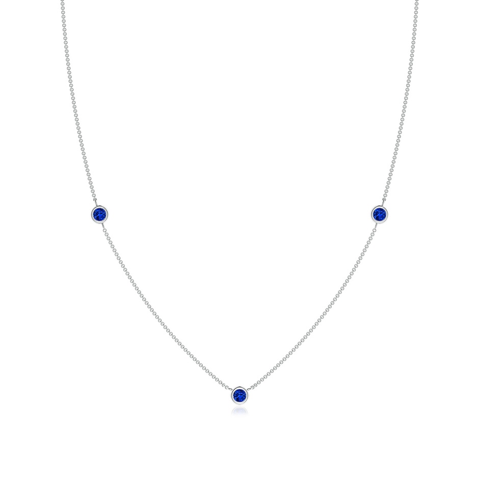 3mm AAAA Bezel-Set Round Blue Sapphire Chain Necklace in White Gold 