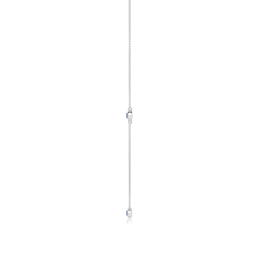 3mm AAAA Bezel-Set Round Blue Sapphire Chain Necklace in White Gold - side 199