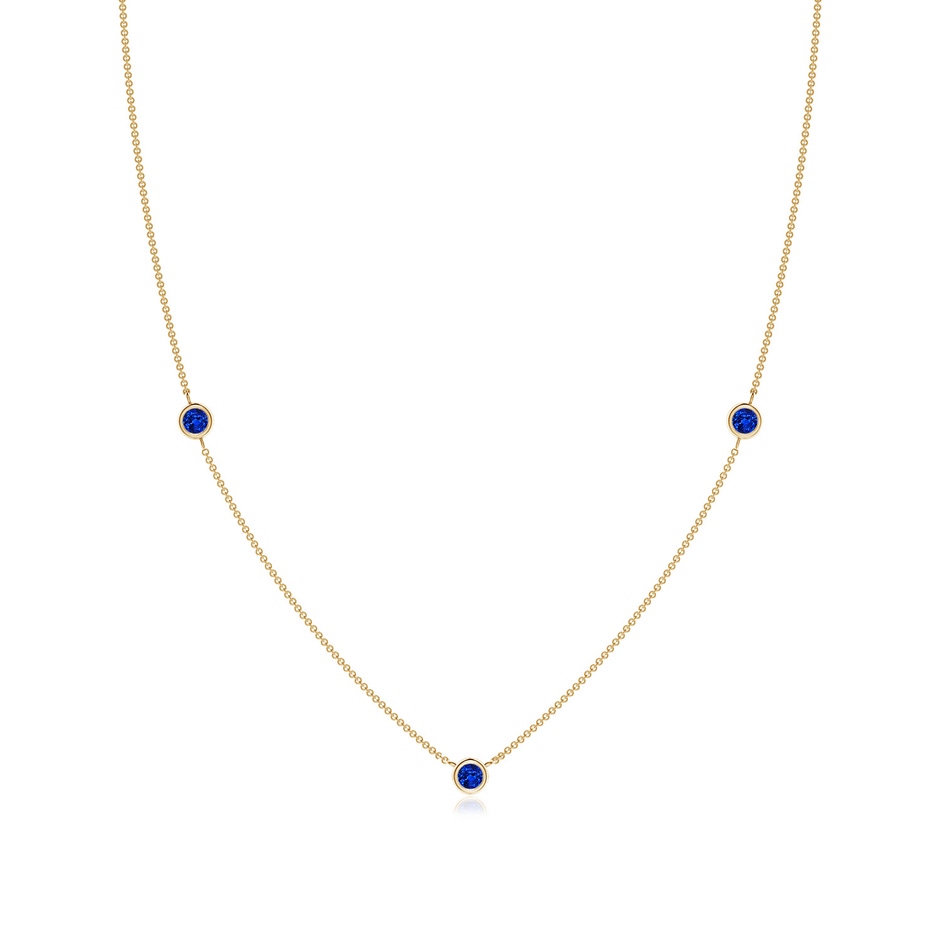 3mm AAAA Bezel-Set Round Blue Sapphire Chain Necklace in Yellow Gold 