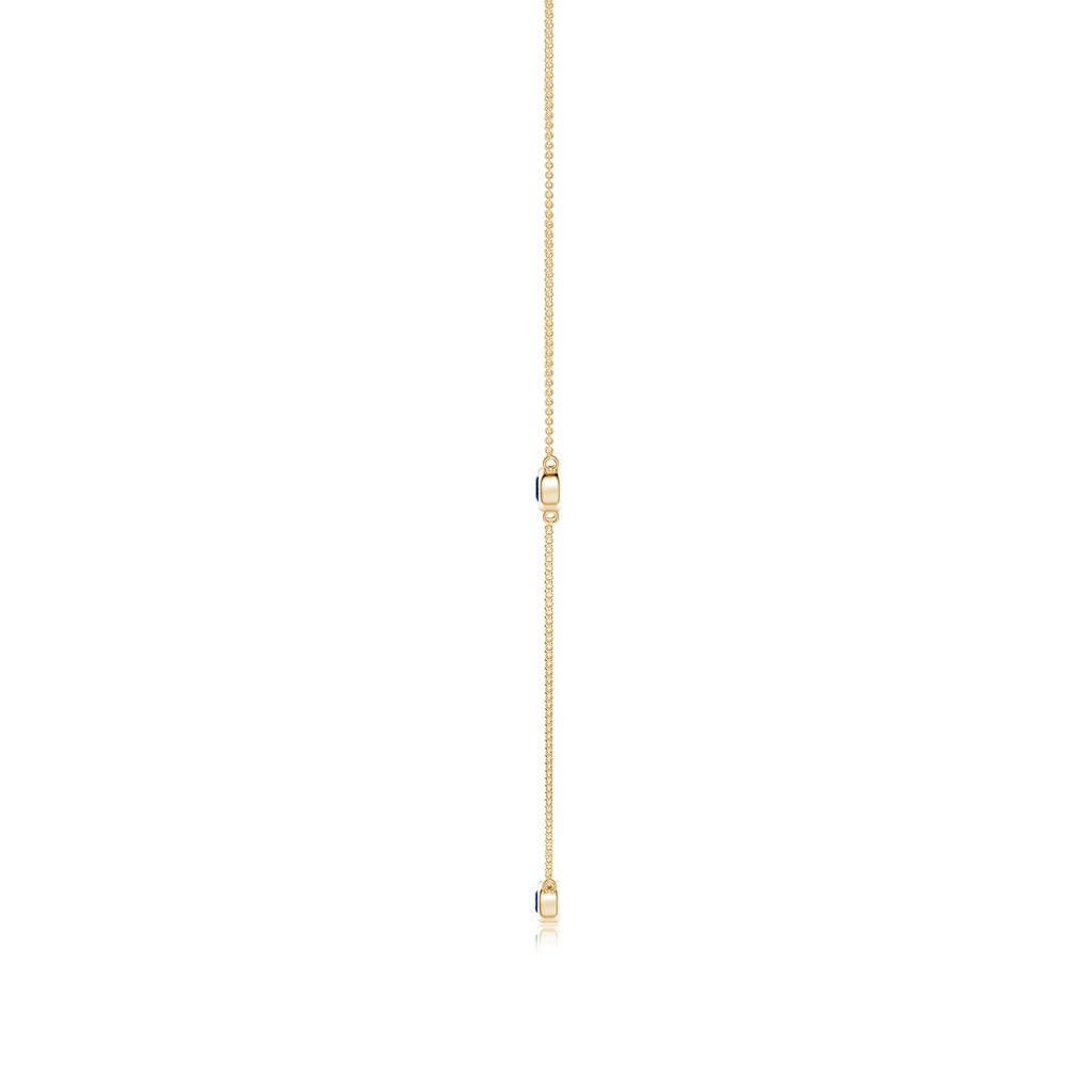 3mm AAAA Bezel-Set Round Blue Sapphire Chain Necklace in Yellow Gold - side 199