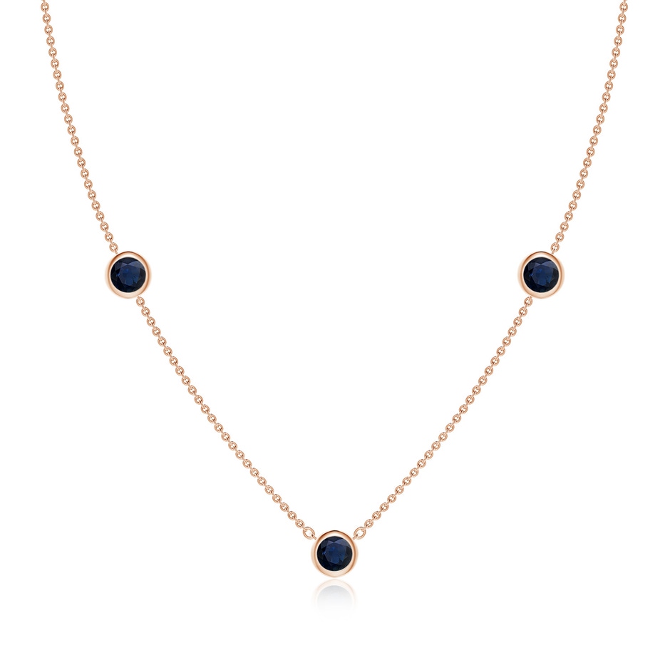 5mm A Bezel-Set Round Blue Sapphire Chain Necklace in Rose Gold 