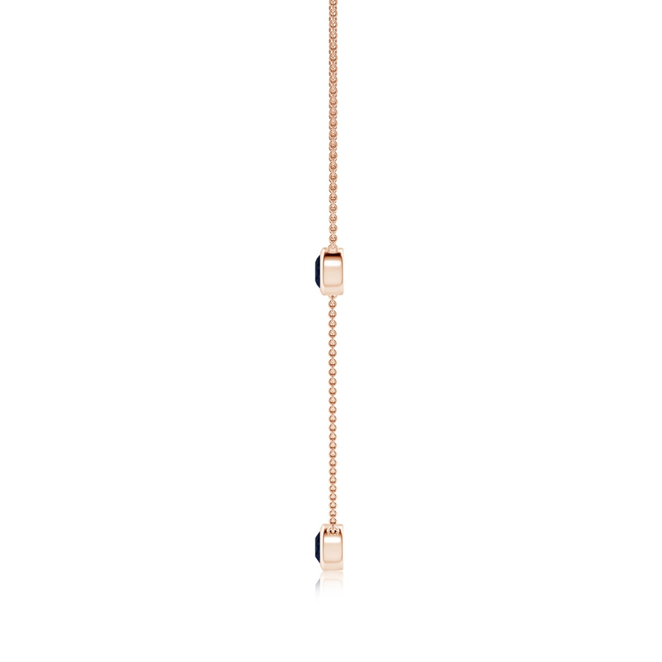5mm A Bezel-Set Round Blue Sapphire Chain Necklace in Rose Gold side 199