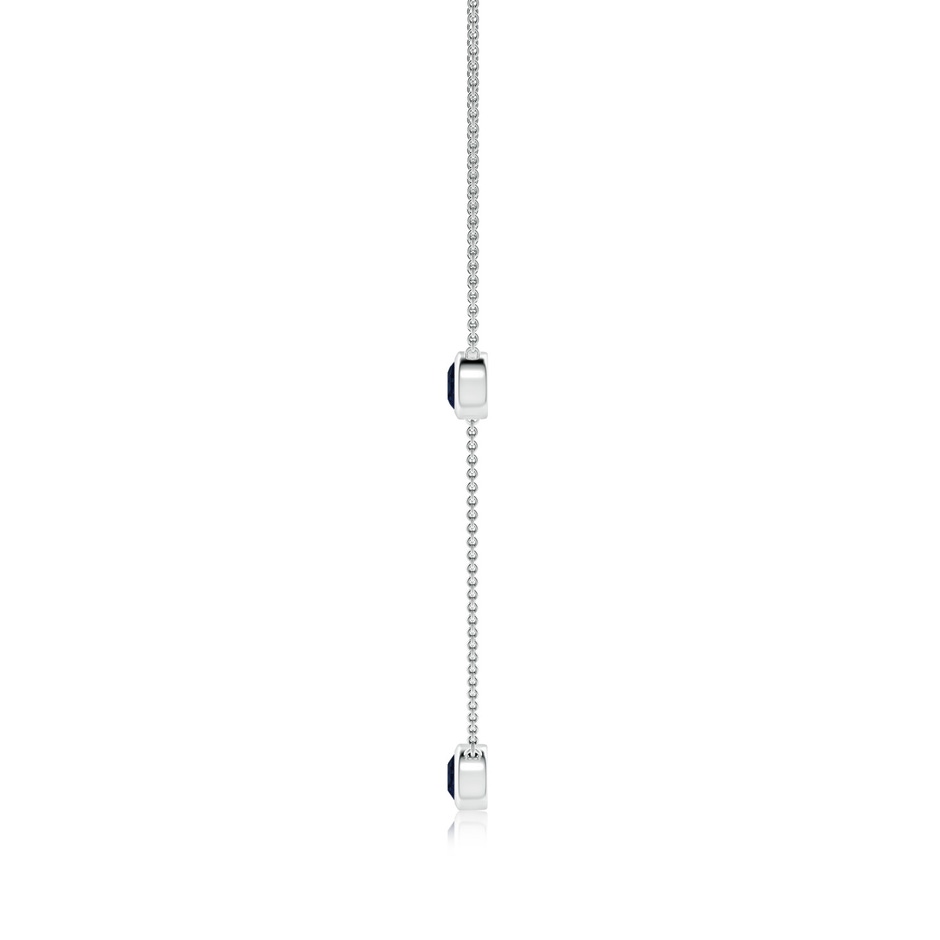 5mm A Bezel-Set Round Blue Sapphire Chain Necklace in White Gold side 199