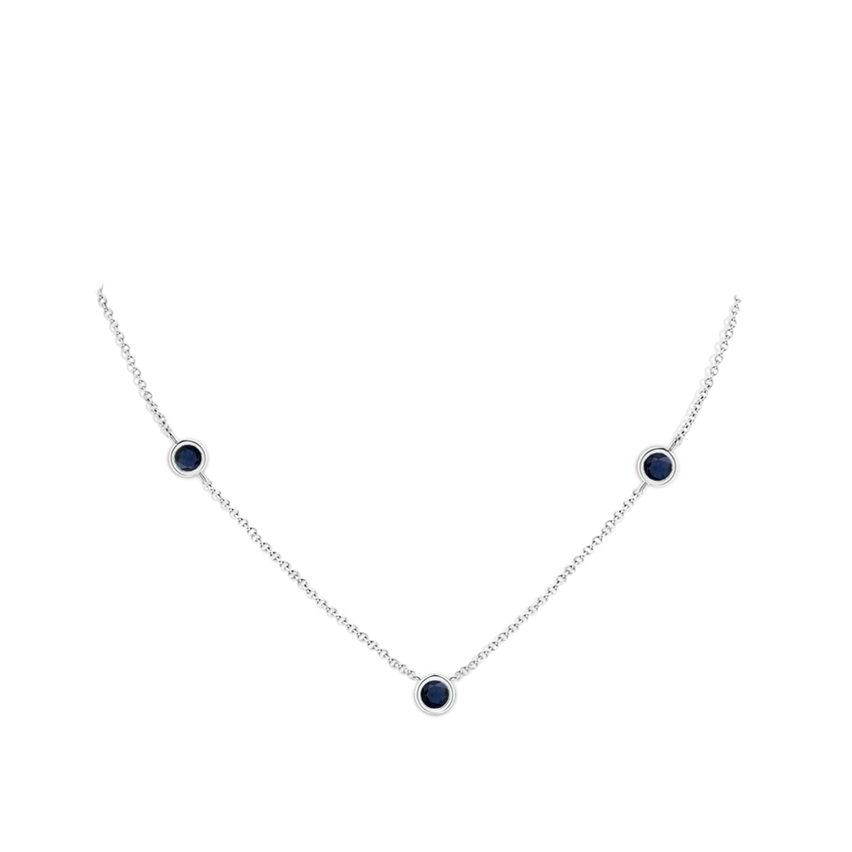 5mm A Bezel-Set Round Blue Sapphire Chain Necklace in White Gold pen