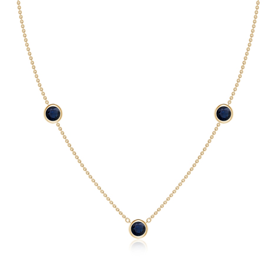 5mm A Bezel-Set Round Blue Sapphire Chain Necklace in Yellow Gold 