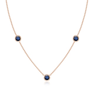 5mm AA Bezel-Set Round Blue Sapphire Chain Necklace in 18K Rose Gold