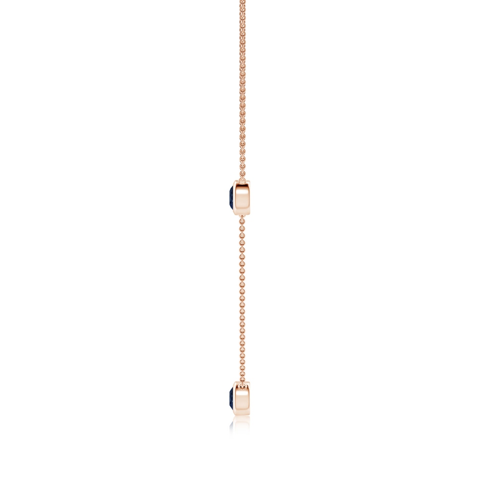 5mm AA Bezel-Set Round Blue Sapphire Chain Necklace in Rose Gold side 199