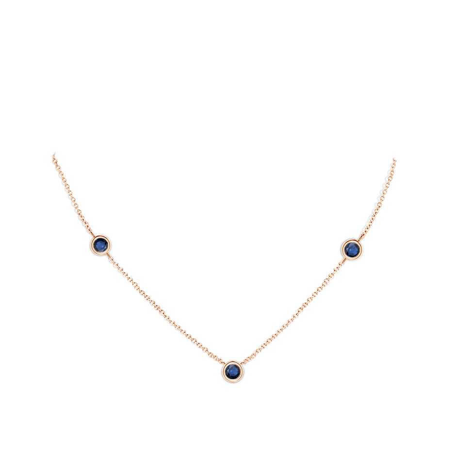 5mm AA Bezel-Set Round Blue Sapphire Chain Necklace in Rose Gold pen
