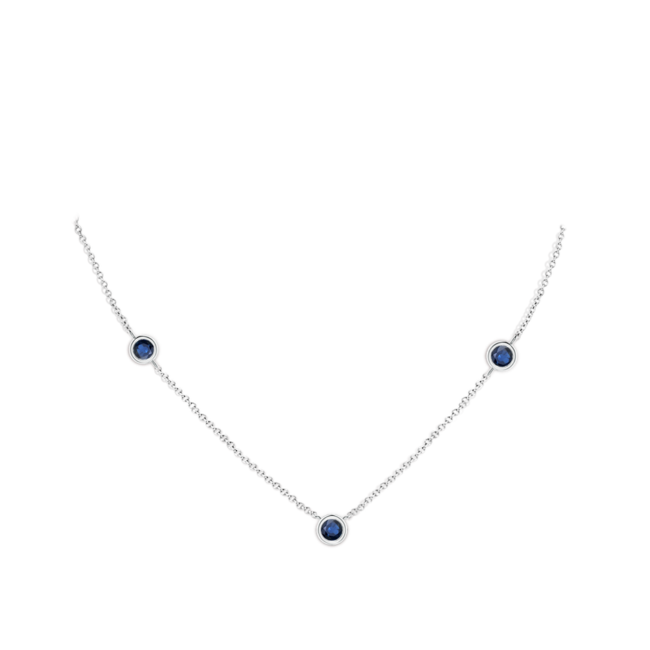 5mm AA Bezel-Set Round Blue Sapphire Chain Necklace in White Gold pen