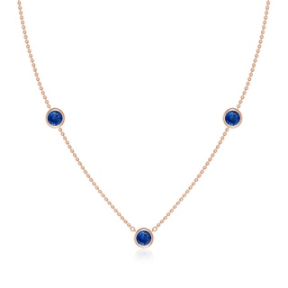 5mm AAA Bezel-Set Round Blue Sapphire Chain Necklace in 18K Rose Gold