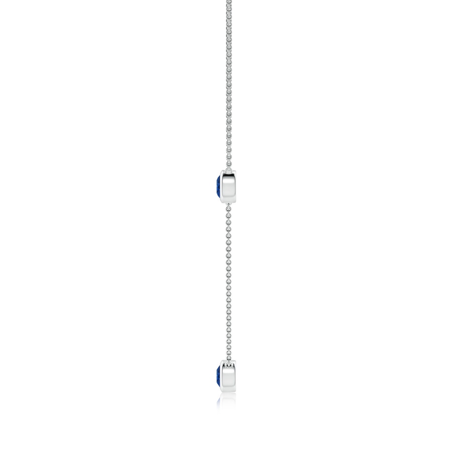 5mm AAA Bezel-Set Round Blue Sapphire Chain Necklace in White Gold side 199