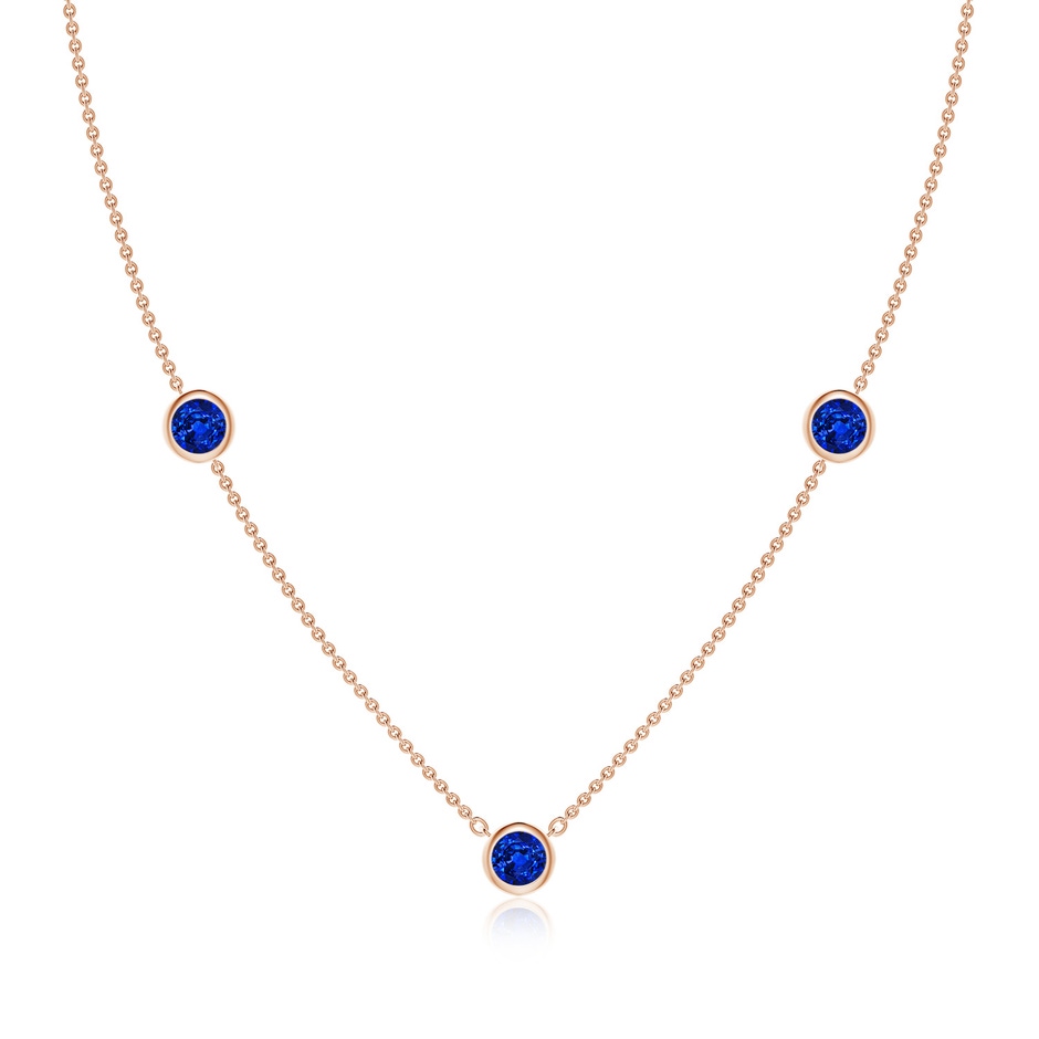 5mm AAAA Bezel-Set Round Blue Sapphire Chain Necklace in Rose Gold 