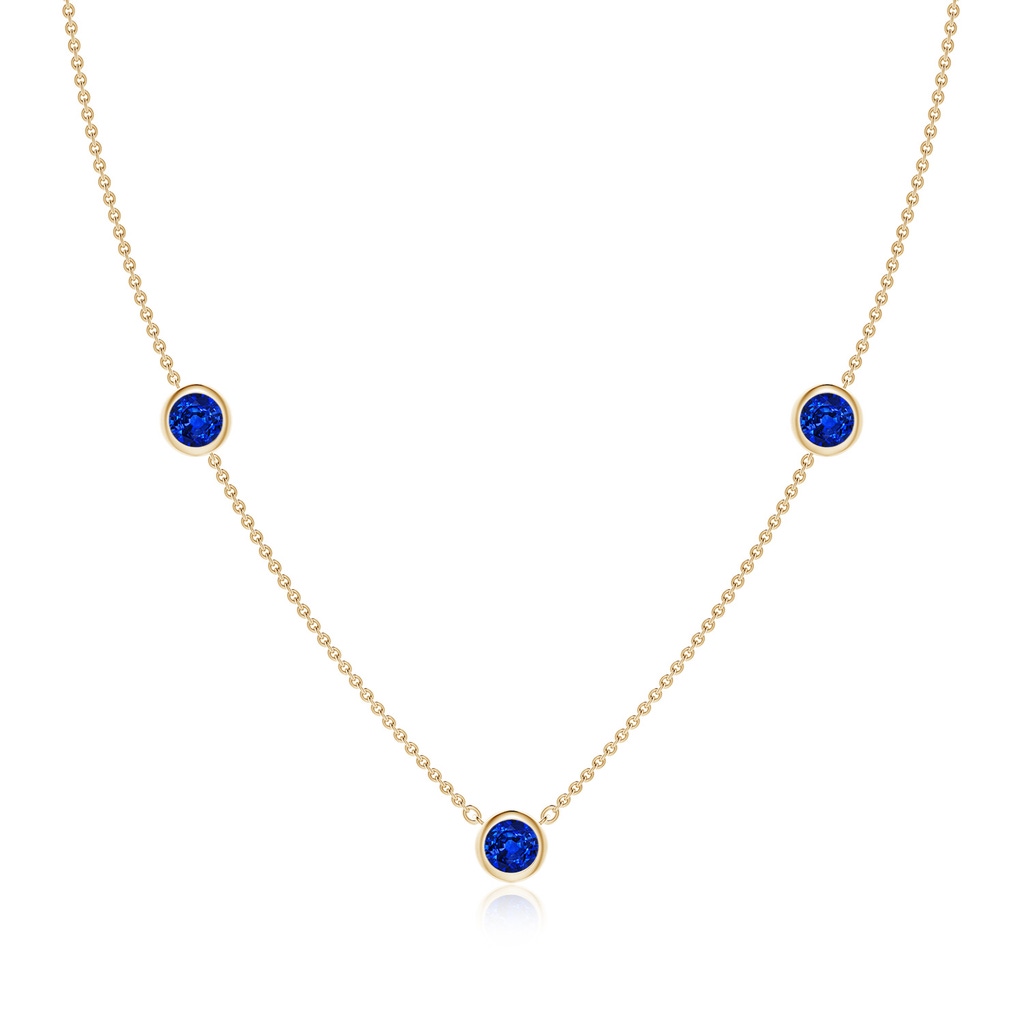5mm Lab-Grown Bezel-Set Round Blue Sapphire Chain Necklace in Yellow Gold