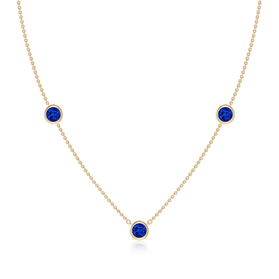 5mm Lab-Grown Bezel-Set Round Blue Sapphire Chain Necklace in Yellow Gold 