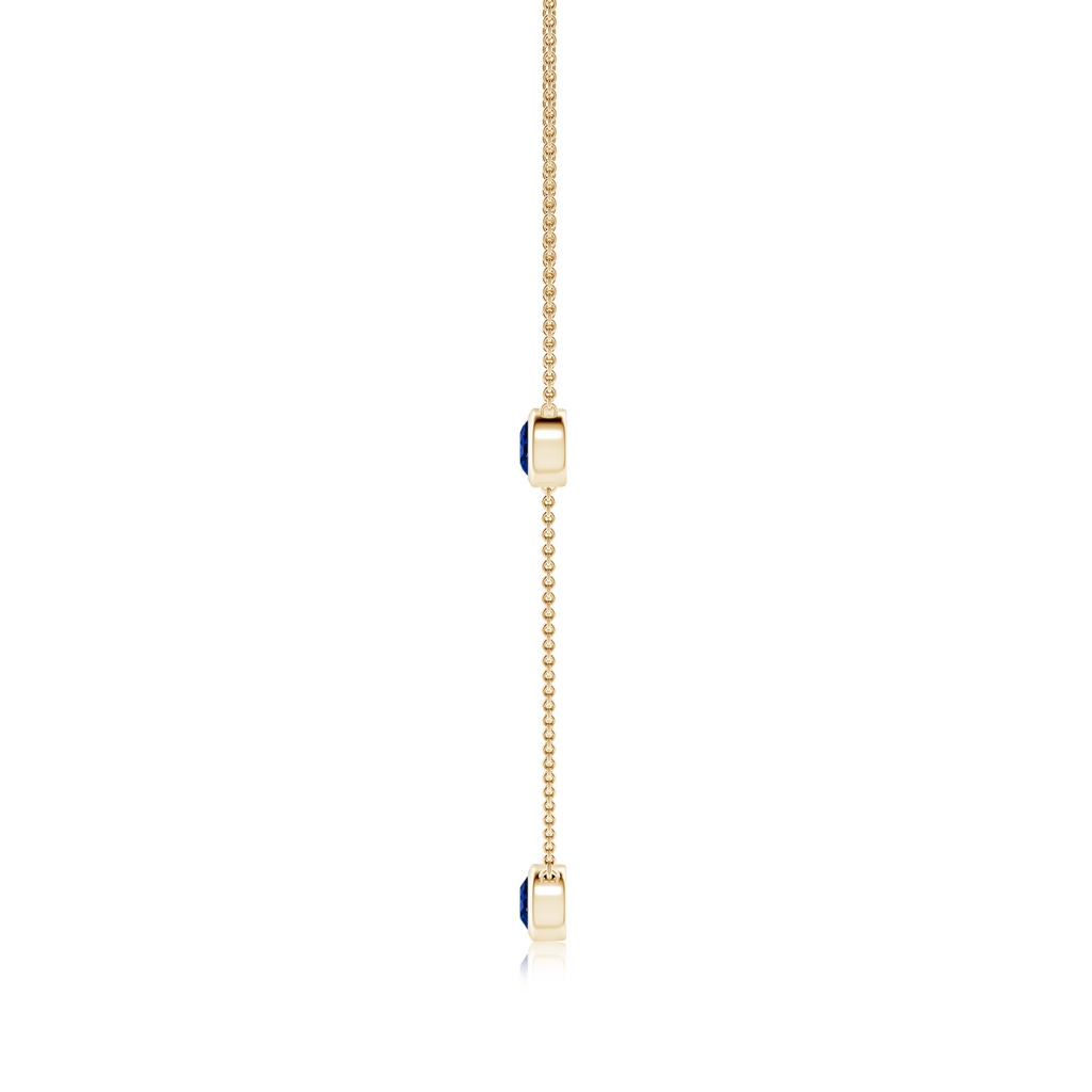 5mm Lab-Grown Bezel-Set Round Blue Sapphire Chain Necklace in Yellow Gold - side 199