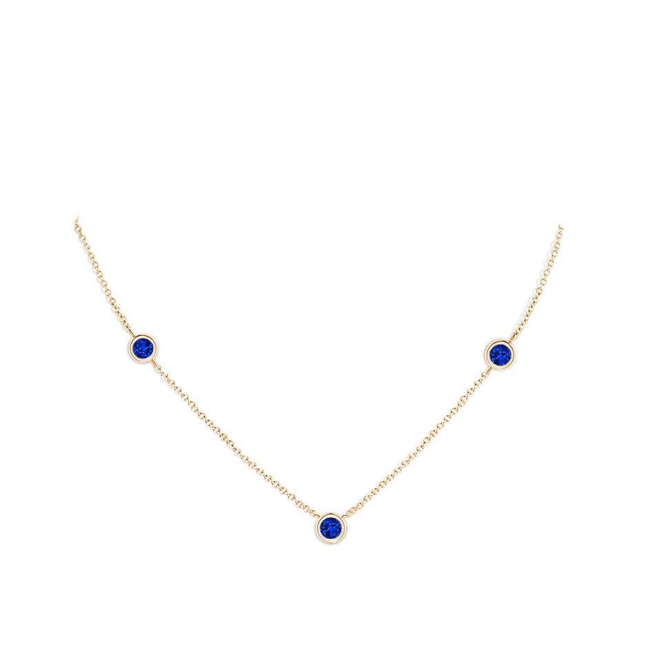 5mm Lab-Grown Bezel-Set Round Blue Sapphire Chain Necklace in Yellow Gold pen