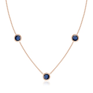 6mm AA Bezel-Set Round Blue Sapphire Chain Necklace in 18K Rose Gold