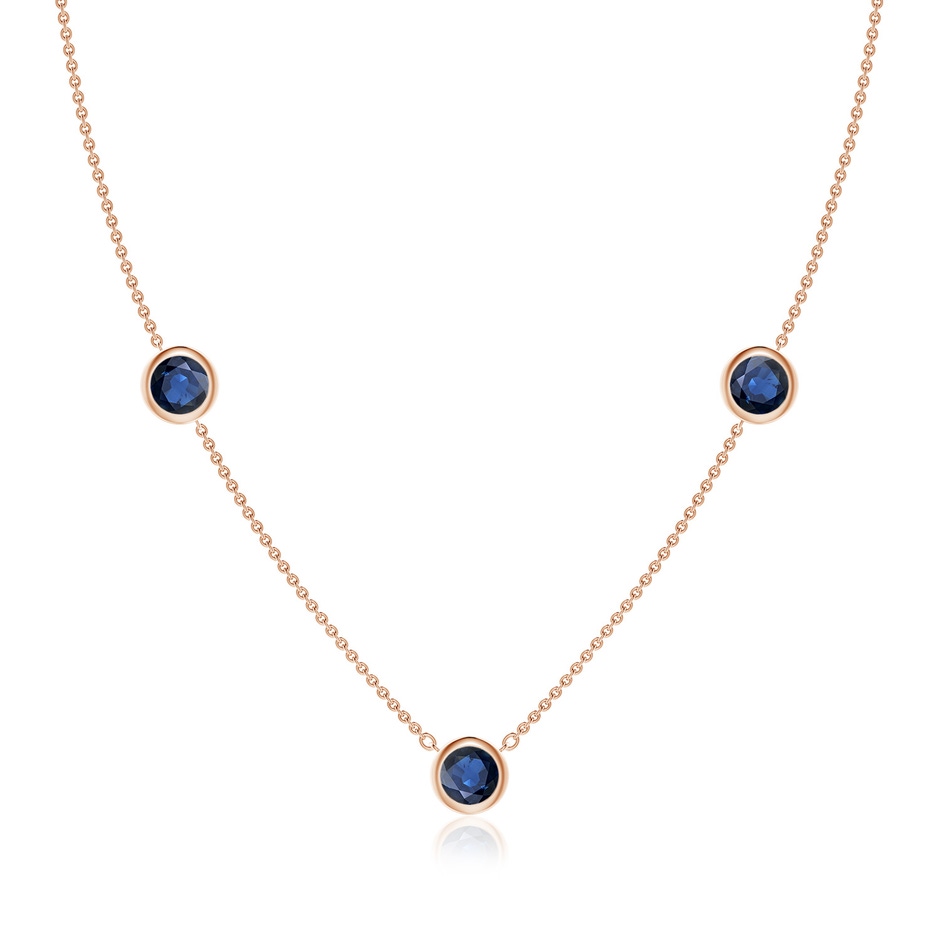 6mm AA Bezel-Set Round Blue Sapphire Chain Necklace in Rose Gold 