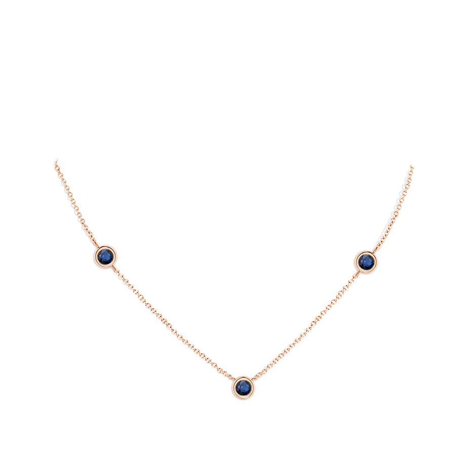 6mm AA Bezel-Set Round Blue Sapphire Chain Necklace in Rose Gold pen