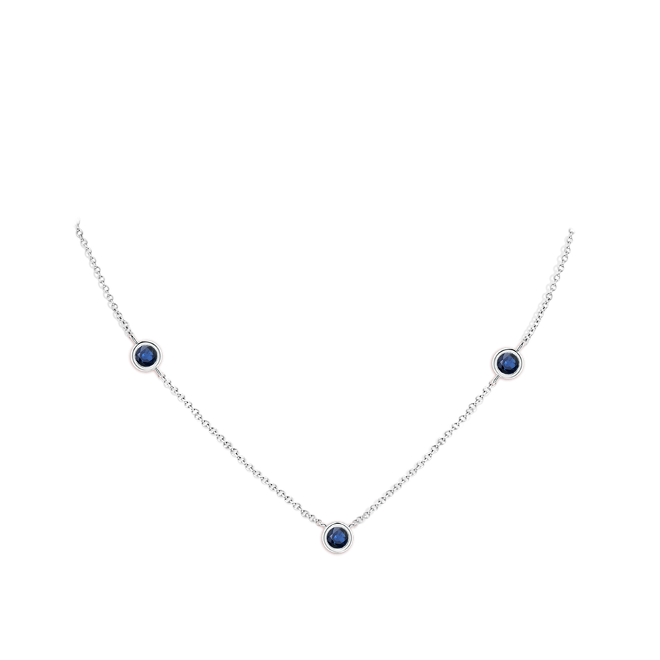 6mm AA Bezel-Set Round Blue Sapphire Chain Necklace in White Gold pen