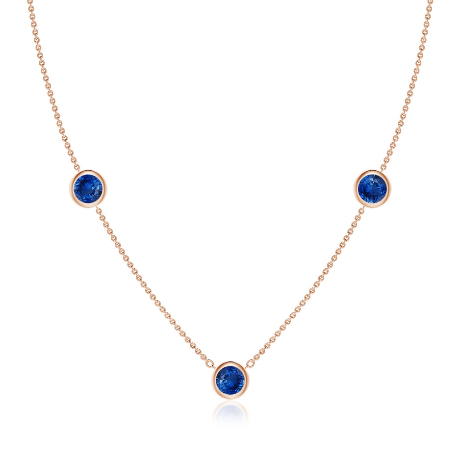 6mm AAA Bezel-Set Round Blue Sapphire Chain Necklace in Rose Gold 