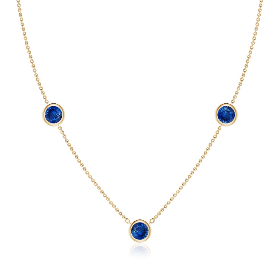 6mm AAA Bezel-Set Round Blue Sapphire Chain Necklace in Yellow Gold 