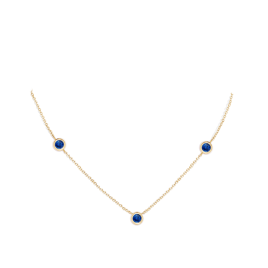 6mm AAA Bezel-Set Round Blue Sapphire Chain Necklace in Yellow Gold pen