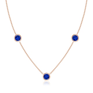 6mm AAAA Bezel-Set Round Blue Sapphire Chain Necklace in 18K Rose Gold