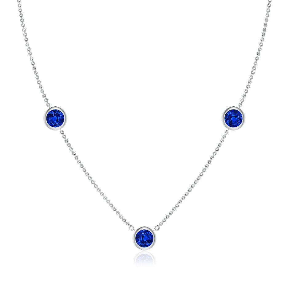 6mm Lab-Grown Bezel-Set Round Blue Sapphire Chain Necklace in White Gold 