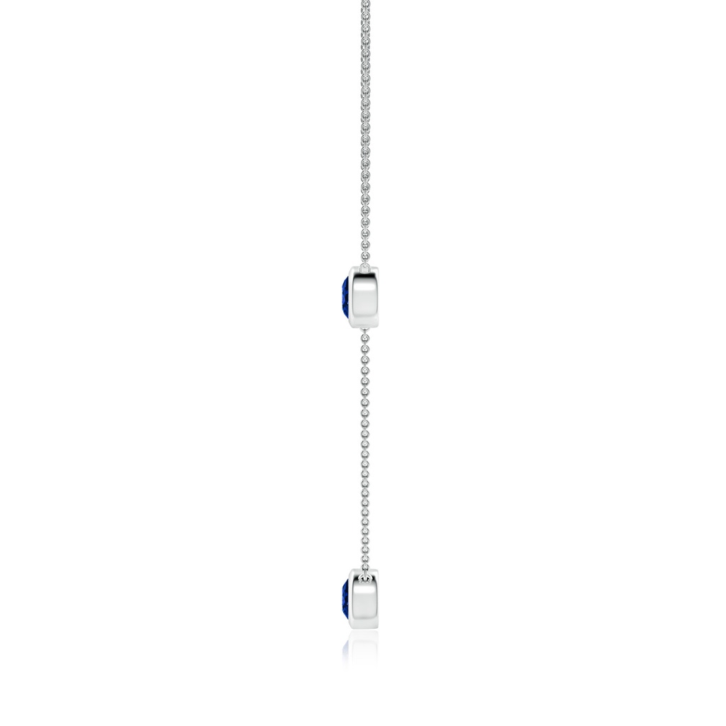 6mm Lab-Grown Bezel-Set Round Blue Sapphire Chain Necklace in White Gold - side 199