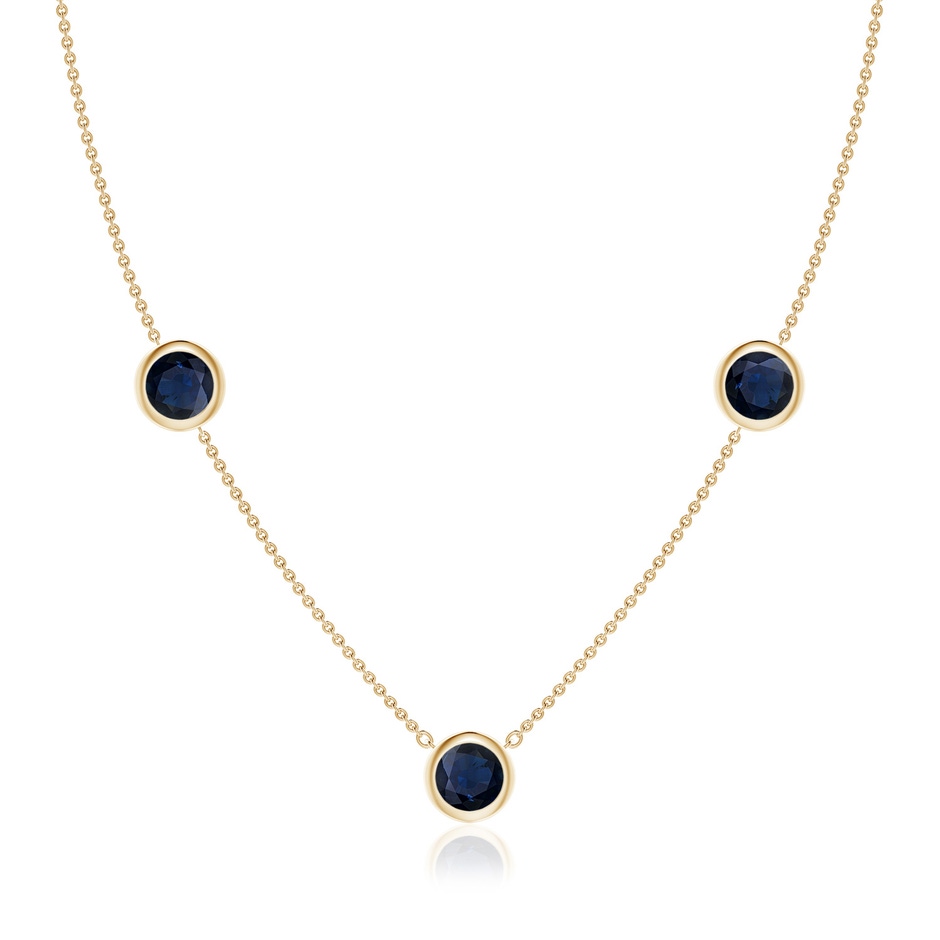 7mm A Bezel-Set Round Blue Sapphire Chain Necklace in 18K Yellow Gold 