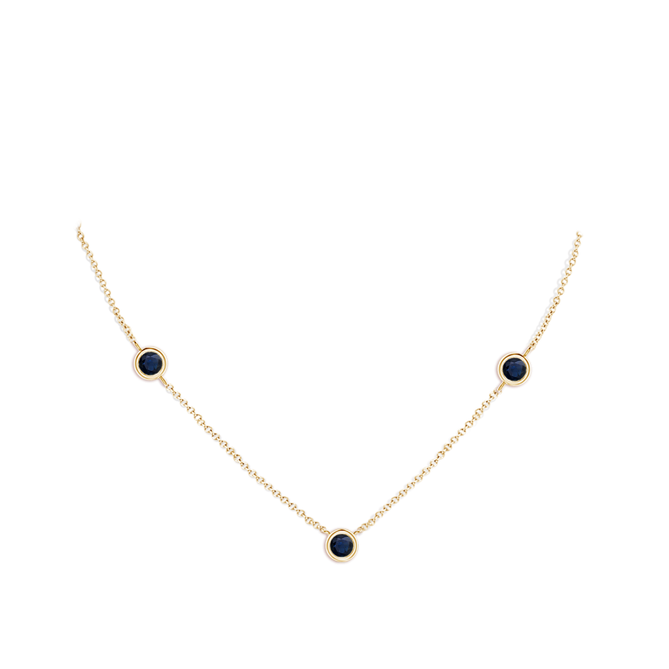 7mm A Bezel-Set Round Blue Sapphire Chain Necklace in 18K Yellow Gold pen