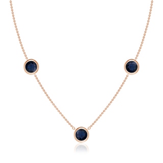 7mm A Bezel-Set Round Blue Sapphire Chain Necklace in Rose Gold