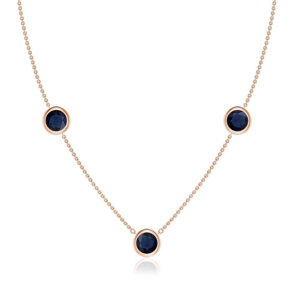 7mm A Bezel-Set Round Blue Sapphire Chain Necklace in Rose Gold 