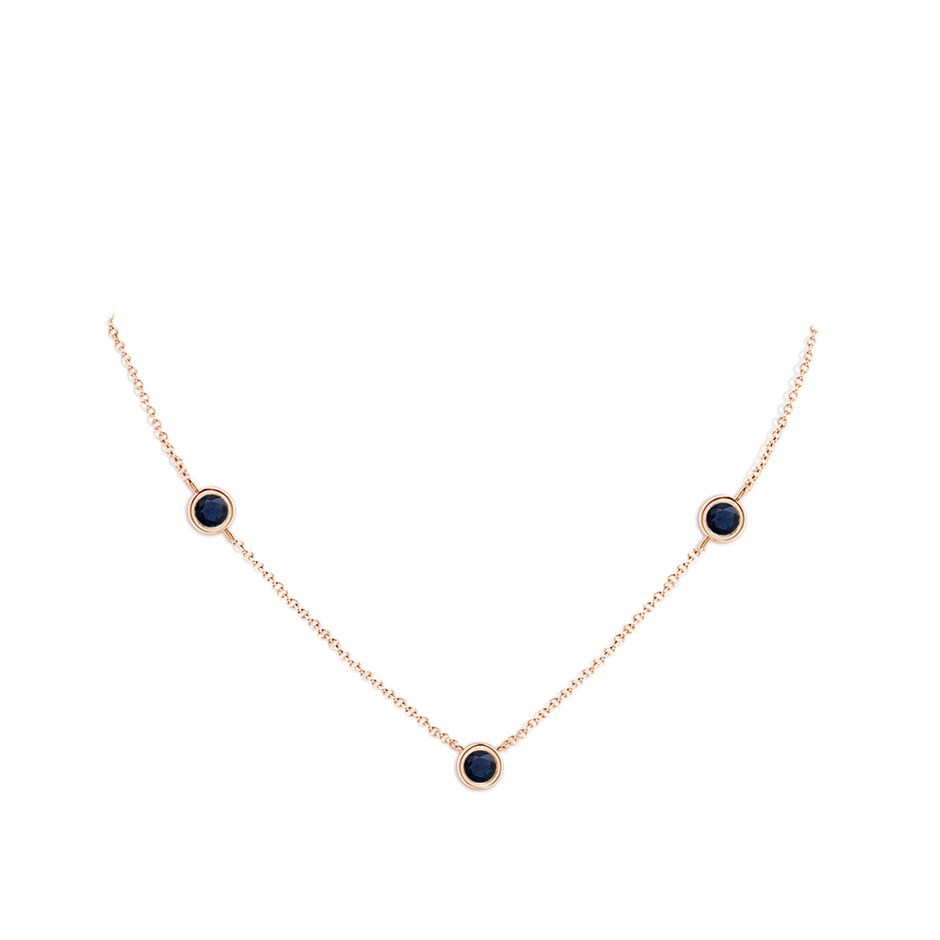 7mm A Bezel-Set Round Blue Sapphire Chain Necklace in Rose Gold pen