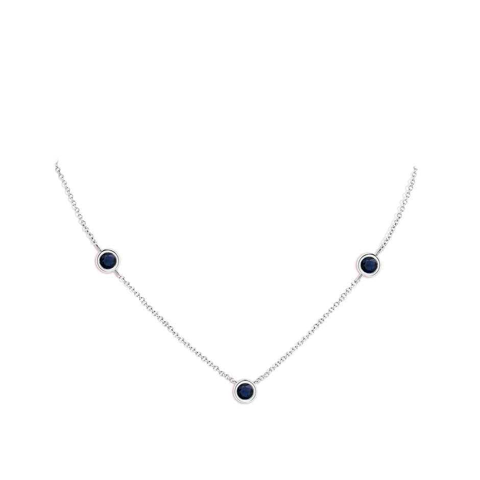 7mm A Bezel-Set Round Blue Sapphire Chain Necklace in White Gold pen