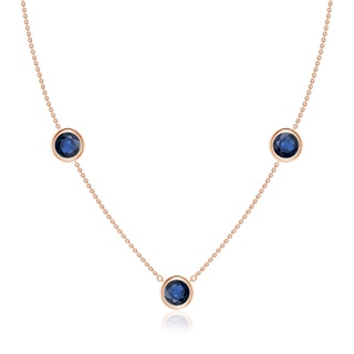 7mm AA Bezel-Set Round Blue Sapphire Chain Necklace in Rose Gold