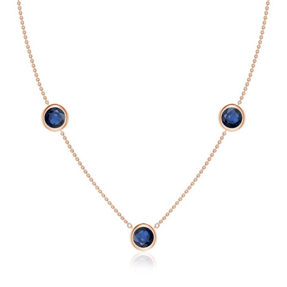 7mm AA Bezel-Set Round Blue Sapphire Chain Necklace in Rose Gold 