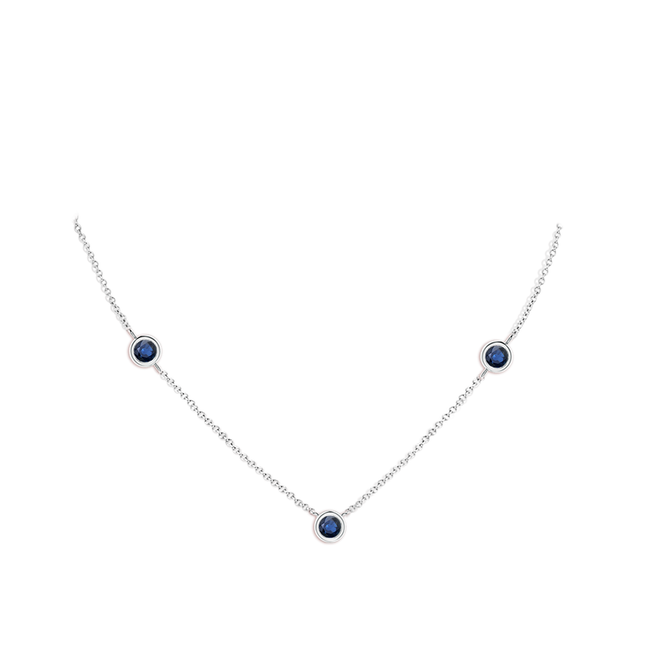 7mm AA Bezel-Set Round Blue Sapphire Chain Necklace in White Gold pen