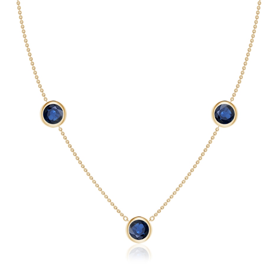 7mm AA Bezel-Set Round Blue Sapphire Chain Necklace in Yellow Gold 